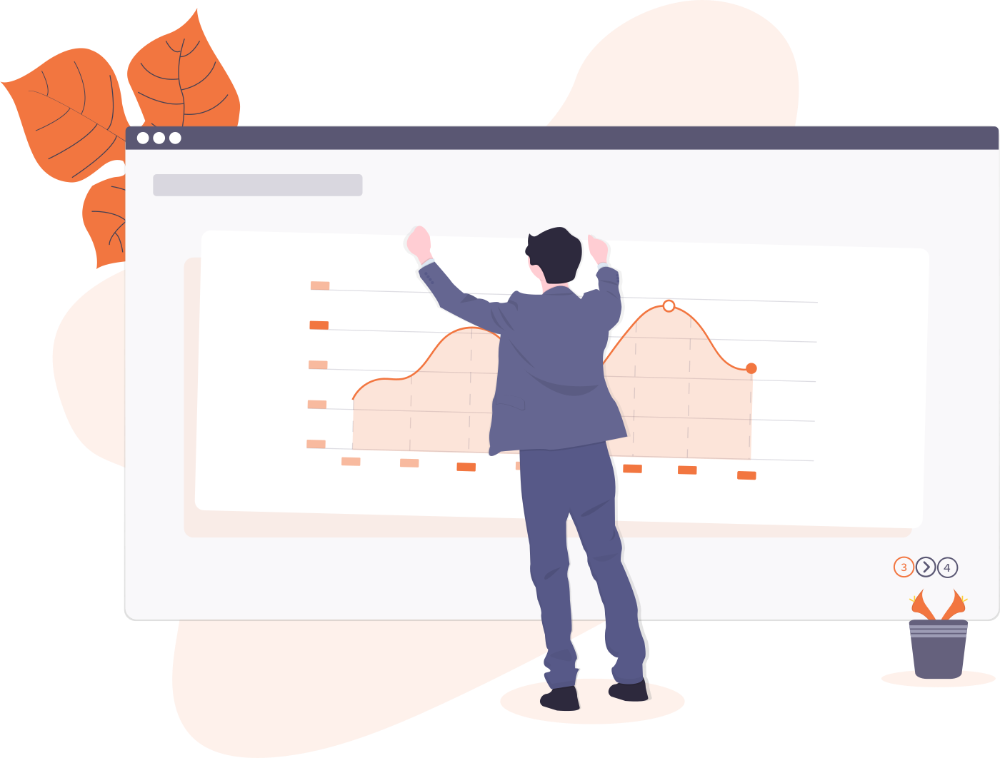 hombre trajeado ante un gráfico